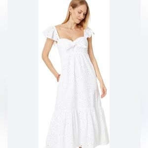NWT Lily Pulitzer dress babydoll coquette cottage core maxi eyelet flutter tiers